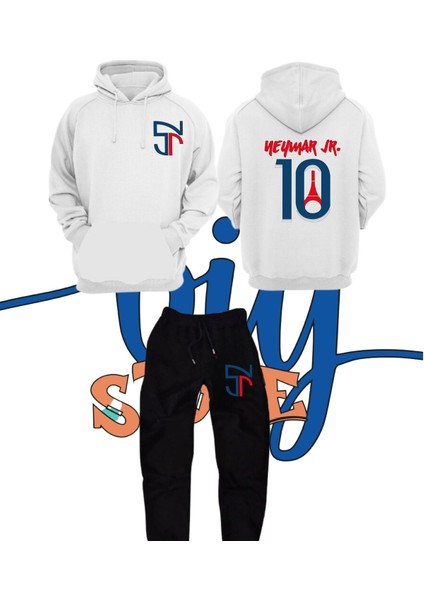 Neymar 10 Numara Paris Forma Baskılı Unisex Kapşonlu Sweatshirt