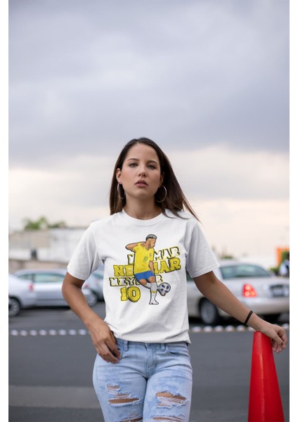 Neymar 10 Numara Fotograf Baskılı Regular Fit Tişört T-Shirt