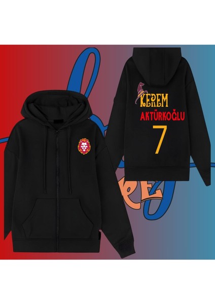 Biy Store Kerem Aktürkoglu 7 Numara Forma Baskılı Unisex Kapşonlu Fermuarlı Ceket Sweat