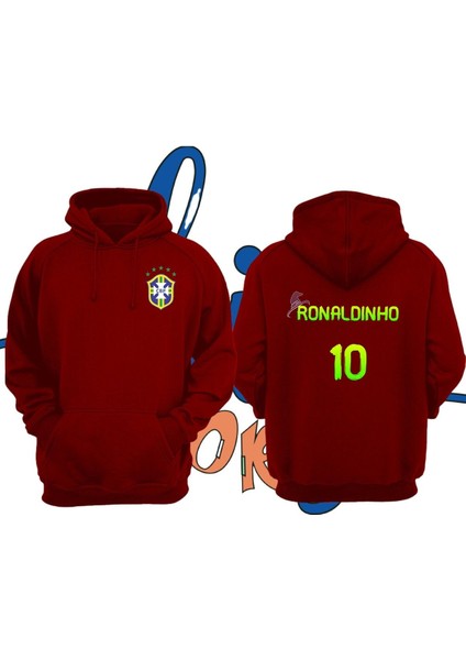 Biy Store Ronaldinho Brezilya Efsane 10 Numara Forma Baskılı Unisex Kapşonlu Sweatshirt