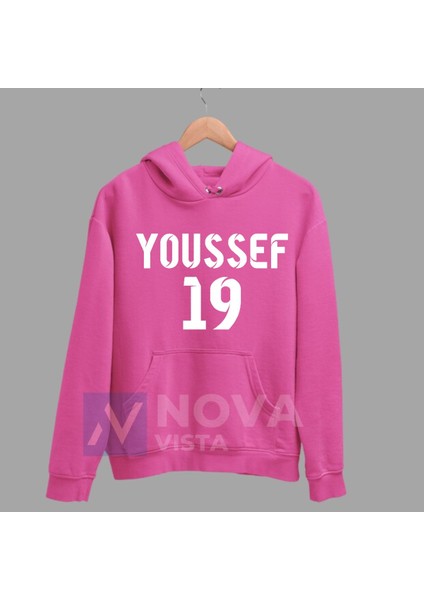 Biy Store Yusuf En-Nesyri Sırt Yazı Forma Baskılı Unisex Kapüşonlu Siyah Kışlık Sweatshirt