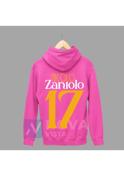 Biy Store Nicolo Zaniolo 17 Numara Futbol Forma Sırt Baskılı Unisex Gri Kapüşonlu Spor Sweatshirt