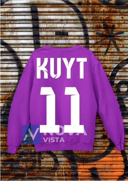 Biy Store Dirk Kuyt Sırt Yazı Forma Baskılı Unisex Bisiklet Yaka Beyaz Kışlık Sweatshirt