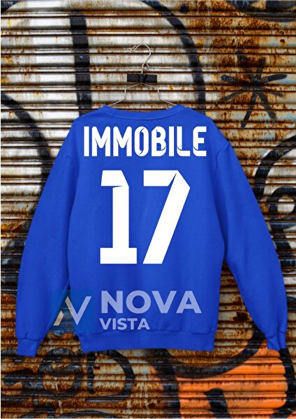 Biy Store Ciro Immobile Sırt Yazı Forma Baskılı Unisex Bisiklet Yaka Mor Kışlık Sweatshirt