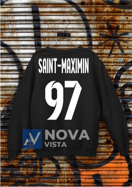 Allan Saint-Maximin Sırt Yazı Forma Baskılı Unisex Bisiklet Yaka Yeşil Kışlık Sweatshirt