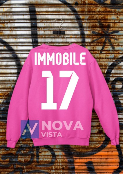 Biy Store Ciro Immobile Sırt Yazı Forma Baskılı Unisex Bisiklet Yaka Mor Kışlık Sweatshirt