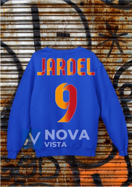 Biy Store Mario Jardel 9 Numara Futbol Forma Sırt Baskılı Unisex Bisiklet Yaka Kırmızı Spor Sweatshirt