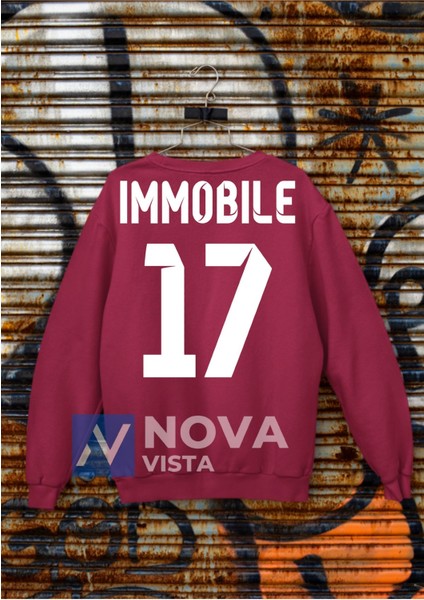 Ciro Immobile Sırt Yazı Forma Baskılı Unisex Bisiklet Yaka Mor Kışlık Sweatshirt