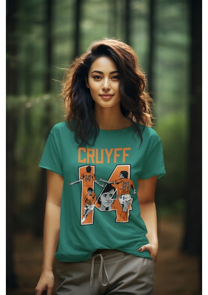 Biy Store Johan Cruyff 14 Numara Hollanda Efsanesi Forma Baskılı Unisex Tişört T-Shirt