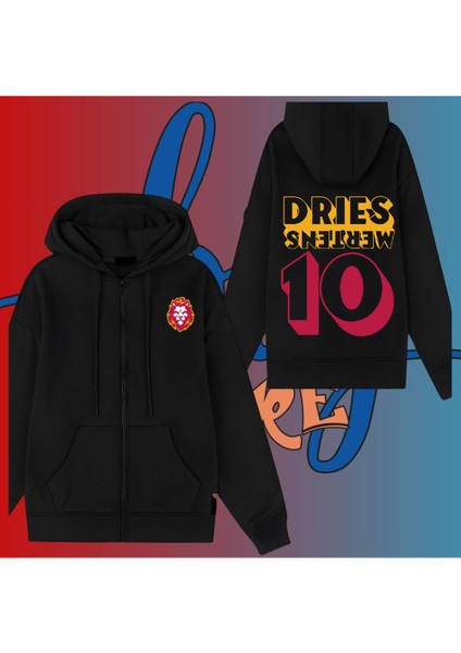 Biy Store Dries Mertens 10 Numara Forma Baskılı Unisex Kapşonlu Fermuarlı Ceket Sweat %100 Pamuk