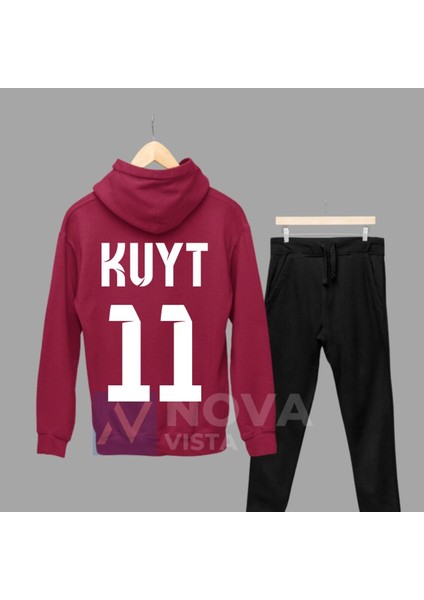 Biy Store Dirk Kuyt Sırt Yazı Forma Baskılı Unisex Kapüşonlu Pembe Kışlık Sweatshirt Eşofman Takımı