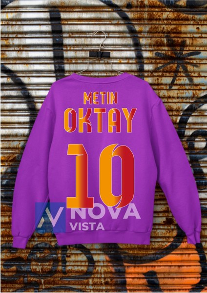 Biy Store Metin Oktay Efsane Numara Futbol Forma Sırt Baskılı Unisex Siyah Bisiklet Yaka Spor Sweatshirt