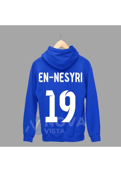 Biy Store Yusuf En-Nesyri Sırt Yazı Forma Baskılı Unisex Kapüşonlu Siyah Kışlık Sweatshirt