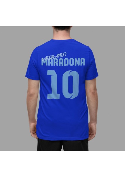 Biy Store Diego Maradona Arjantin Milli Takım Forma Futbol Kadın Erkek Unisex T-Shirt Mavi Tişört