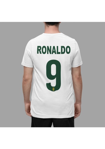 Fenomen Ronaldo Yazılı Futbol Baskılı Forma Siyah Tişört Kadın Erkek Unisex T-Shirt