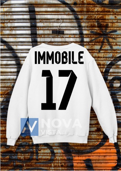 Ciro Immobile Sırt Yazı Forma Baskılı Unisex Bisiklet Yaka Mor Kışlık Sweatshirt