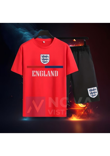 Ingiltere Milli Takım Forma Futbol Tisort Kadın Erkek T-Shirt Siyah Basic Tişört Şort Takımı