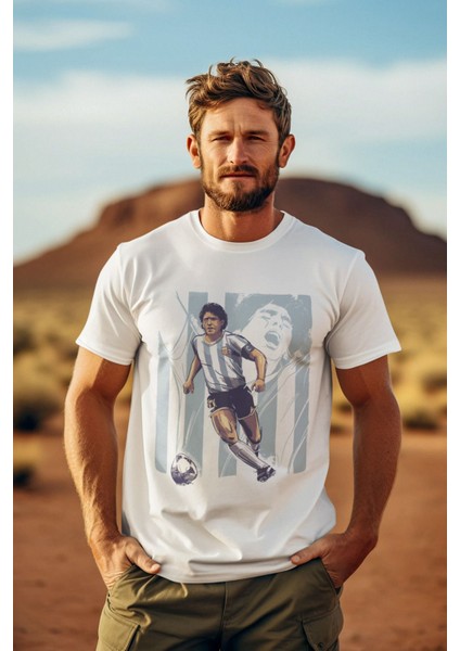 Biy Store Diego Armando Maradona Fotograf Forma Baskılı Unisex Regular Tişört T-Shirt