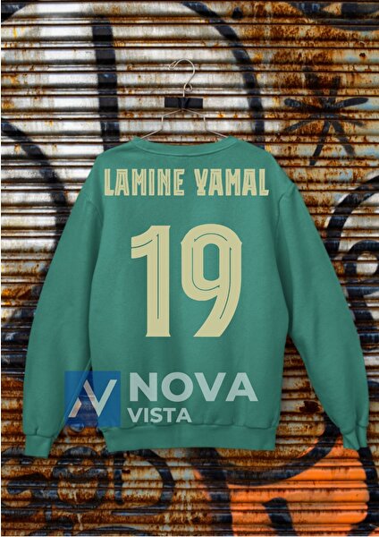 Lamine Yamal Forma Baskılı Kadın Erkek Unisex Sıfır Yaka Gri Spor Sweatshirt