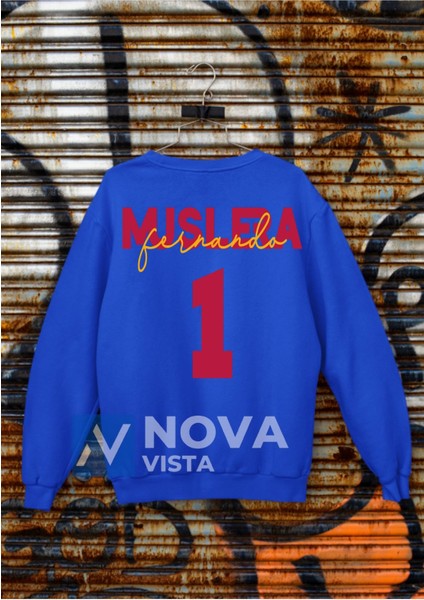 Fernando Muslera Futbol 1 Numara Forma Baskılı Unisex Bisiklet Yaka Spor Sweatshirt