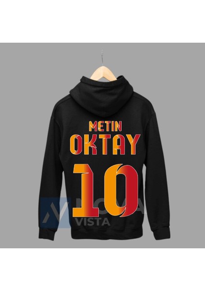 Metin Oktay Taçsız Kral 10 Numara Futbol Forma Baskılı Unisex Siyah Gri Fermuarlı Ceket