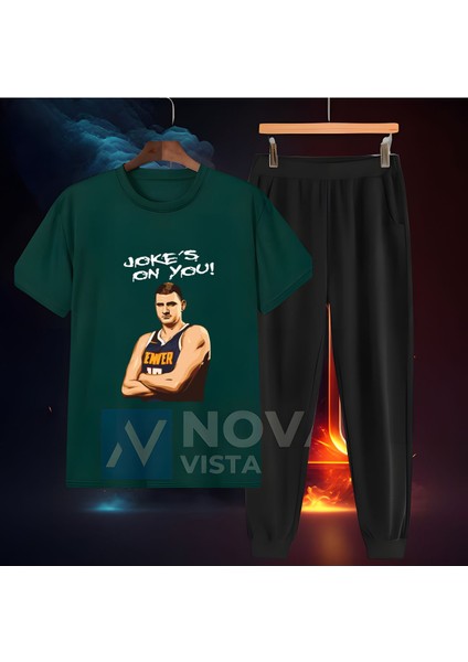 Nikola Jokic Basketbol Baskılı Forma Siyah Tişört Kadın Erkek Unisex T-Shirt Şort Takımı
