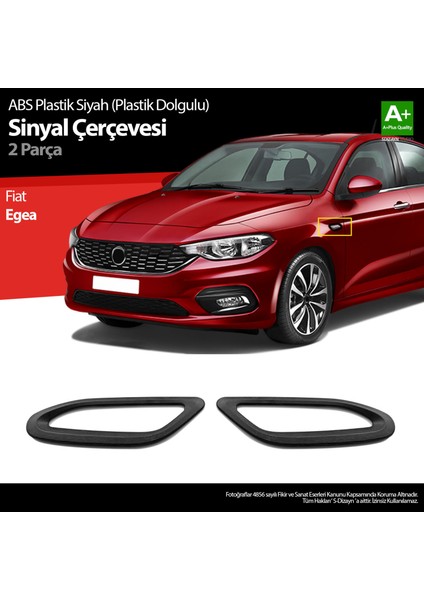 Fiat Egea Siyah Abs Plastik Sinyal Çerçevesi 2 Prç. Abs Plastik Dolgulu 2015 Üzeri