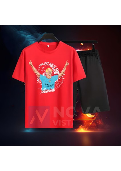 Erling Haaland 9 Numara Forma Fotograf Baskılı Unisex Regular Fit Tişört T-Shirt Eşofman Takımı