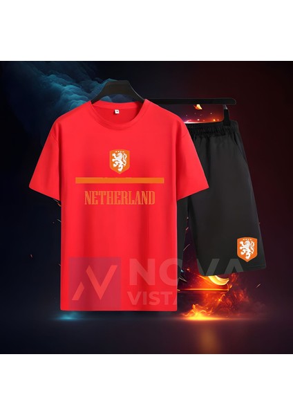 Hollanda Milli Takım Forma Futbol Tisort Kadın Erkek Unisex T-Shirt Siyah Tişört Eşofman Takımı