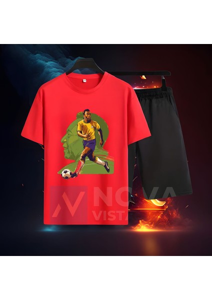 Pele Brezilya Efsanesi Fotoğraf 10 Forma Baskılı Unisex Regular Tişört T-Shirt Eşofman Takımı