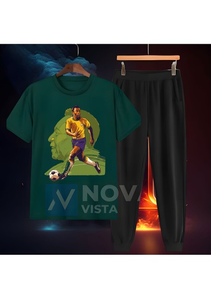 Pele Brezilya Efsanesi Fotoğraf 10 Forma Baskılı Unisex Regular Tişört T-Shirt Eşofman Takımı
