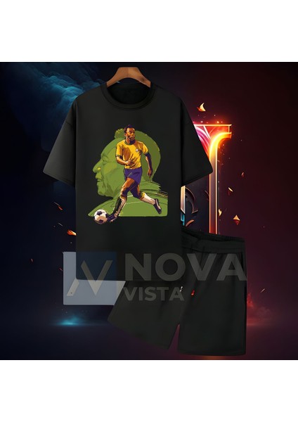 Pele Brezilya Efsanesi Fotoğraf 10 Forma Baskılı Unisex Regular Tişört T-Shirt Eşofman Takımı