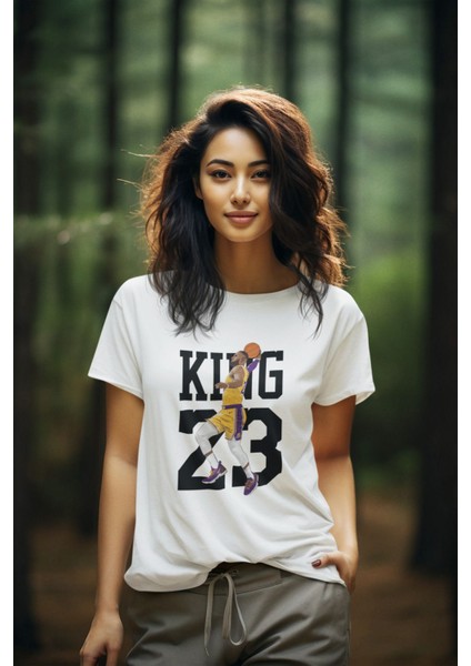 Lebron James King Lakers Efsane Forma Basketbol Tisort Kadın Erkek T-Shirt Kırmızı Basic Tişört fiyatları