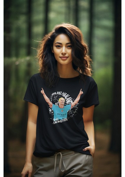 Erling Haaland 9 Numara Forma Fotograf Baskılı Unisex Regular Fit Tişört T-Shirt