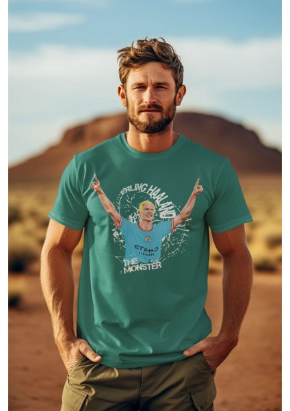 Erling Haaland 9 Numara Forma Fotograf Baskılı Unisex Regular Fit Tişört T-Shirt