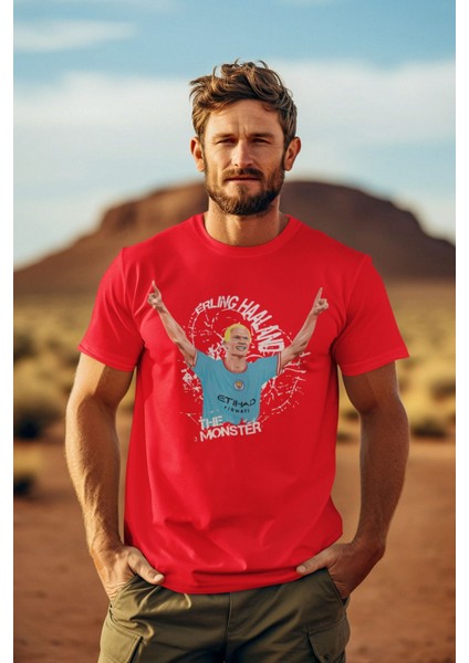Erling Haaland 9 Numara Forma Fotograf Baskılı Unisex Regular Fit Tişört T-Shirt