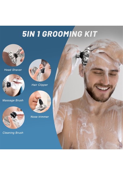 Erkekler Için 7d Manyetik Kel Kafa Tıraş Makineleri Çıkarılabilir Tıraş Makinesi Başlıkları, Çift Hızlı Ayarlanabilir Tam Bakım Seti LED Ekran (Yurt Dışından)