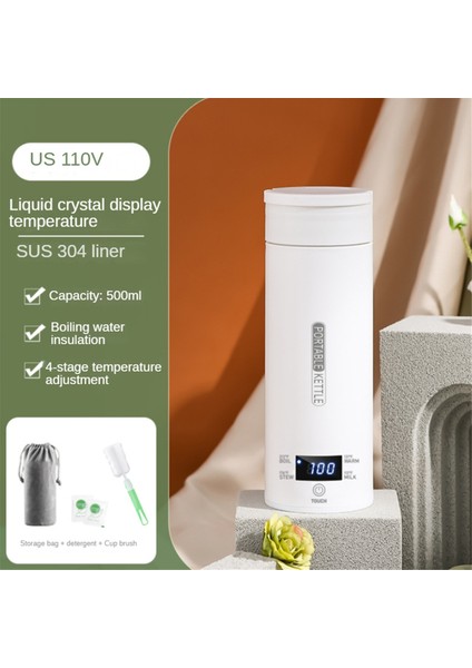 Seyahat Elektrikli Su Isıtıcısı Taşınabilir Küçük Mini Çay Kahve Su Isıtıcısı 304 Paslanmaz Su Isıtıcı LCD Abd Plug ile (Yurt Dışından)