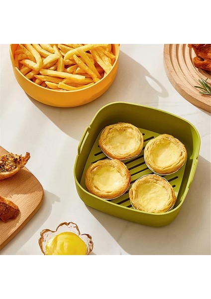 Silikon Hava Fritözleri Fırın Pişirme Tepsisi Pizza Kızarmış Tavuk Hava Fritözü Kolay Temizlenen Sepet Tekrar Kullanılabilir Hava Fritözü Tava Astarı,c (Yurt Dışından)