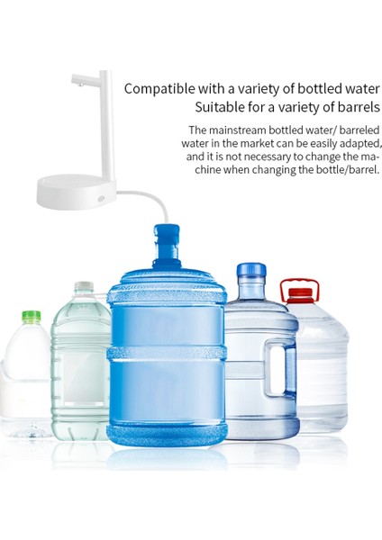 Taşınabilir Masaüstü Elektrikli Su Sebili Su Şişesi Namlulu Galon Pompa USB Şarj Otomatik 6 Dişli Ev Beyaz (Yurt Dışından) modelleri