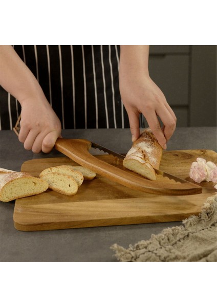 Ekmek Testeresi Sandviç Dilimleyici Tost Testeresi Ev Yapımı Ekmek Için Bükülmeye Karşı Dayanıklı Ahşap Ekmek Kesici (Yurt Dışından)