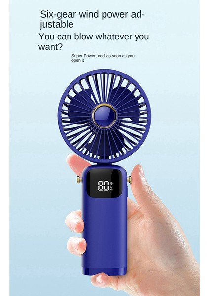 3000MAH Yaz El Fanı Taşınabilir Katlanır Fan USB Şarj Yüksek Rüzgar Enerjisi Fanı LED Ekran ile Öğrenci Mavi Için (Yurt Dışından) fiyatları