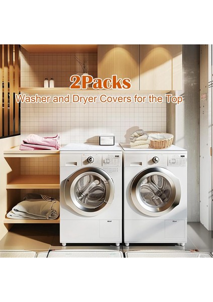 2 Adet 23.2 x 23.2 Inç Üst Için Çamaşır ve Kurutma Makinesi Kılıfları, Kaymaz Çamaşır Kurutma Makinesi Üst Koruyucu Mat Hızlı Kurutma (Yurt Dışından)