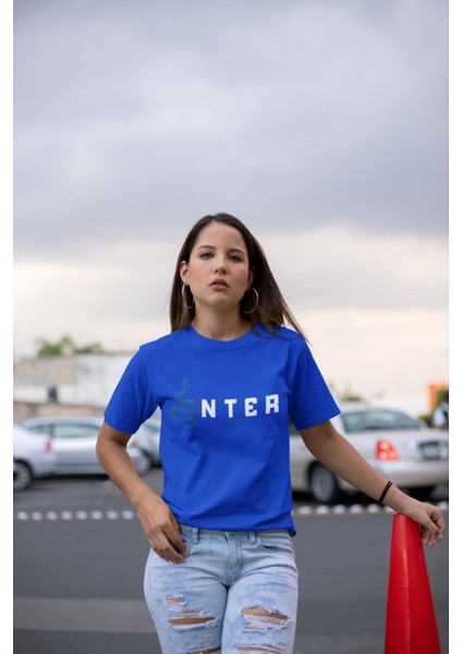 Biy Store Inter Yılan Logo Tasarımlı Forma Baskılı Unisex Tişört T-Shirt