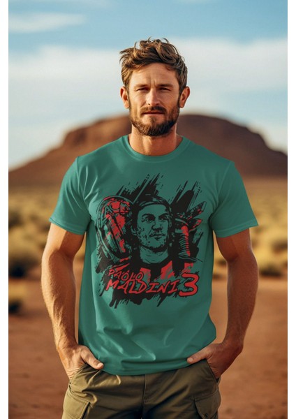 Biy Store Paolo Maldini Legend Efsane Fotograf Forma Baskılı Unisex Regular Tişört T-Shirt