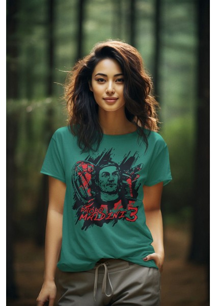 Biy Store Paolo Maldini Legend Efsane Fotograf Forma Baskılı Unisex Regular Tişört T-Shirt