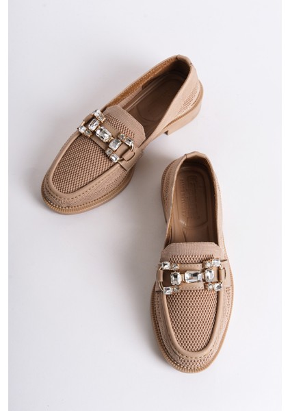 Capone Outfitters Triko Taşlı Tokalı Kadın Loafer Ayakkabı