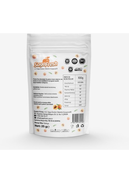 Dondurularak Kurutulmuş Şeftali Tozu (25g) fiyatları