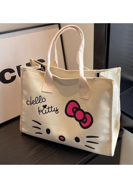 Hello Kitty Büyük Kapasiteli Kanvas Çanta Moda Tote Çanta Öğrenci Sınıfı Tote Çanta (Yurt Dışından) modelleri