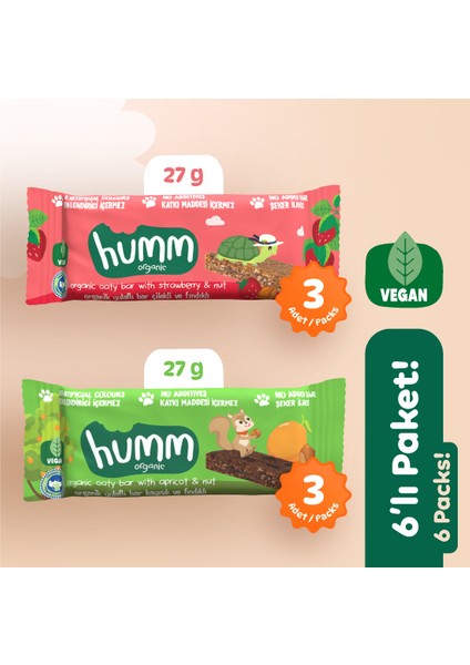 Vegan Yulaf Bar Atıştırmalık Paketi - 6 Adet (2 Çeşit)